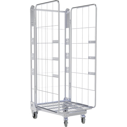 Roll container, 3-sided, steel dolly, H 1875 mm.