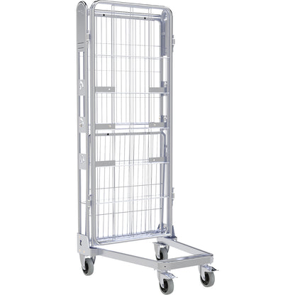 Roll container, 3-sided, steel dolly, H 1875 mm, 1 shelf.
