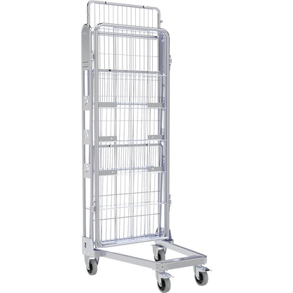 Roll container, 3-sided, steel dolly, H 1875 mm, 2 shelves.