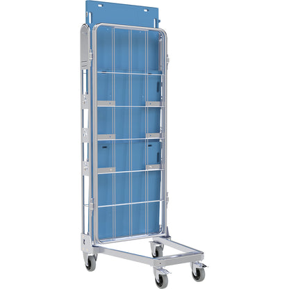Roll container, 3-sided, plastic dolly, H 1875 mm, 2 shelves.