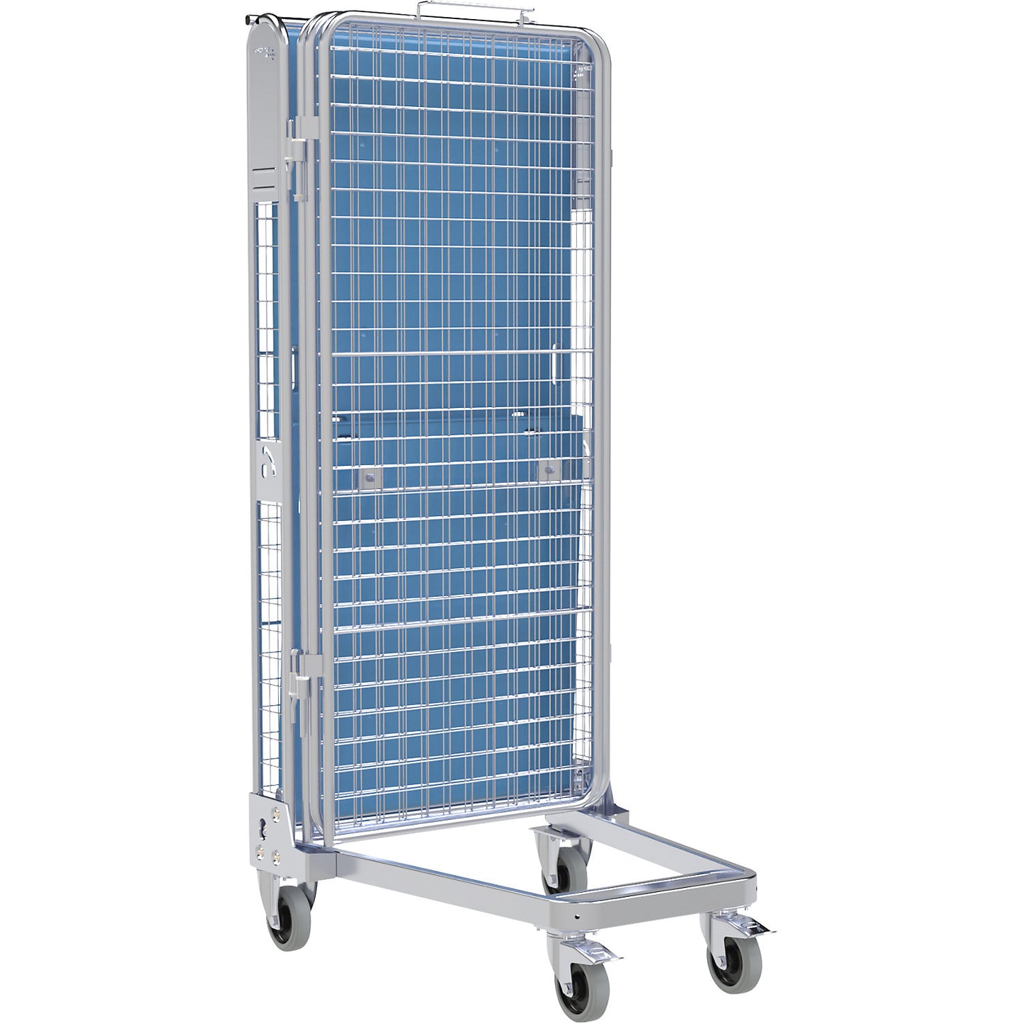Roll container, 5-sided, steel/plastic, H 1745 mm, 1 shelf.