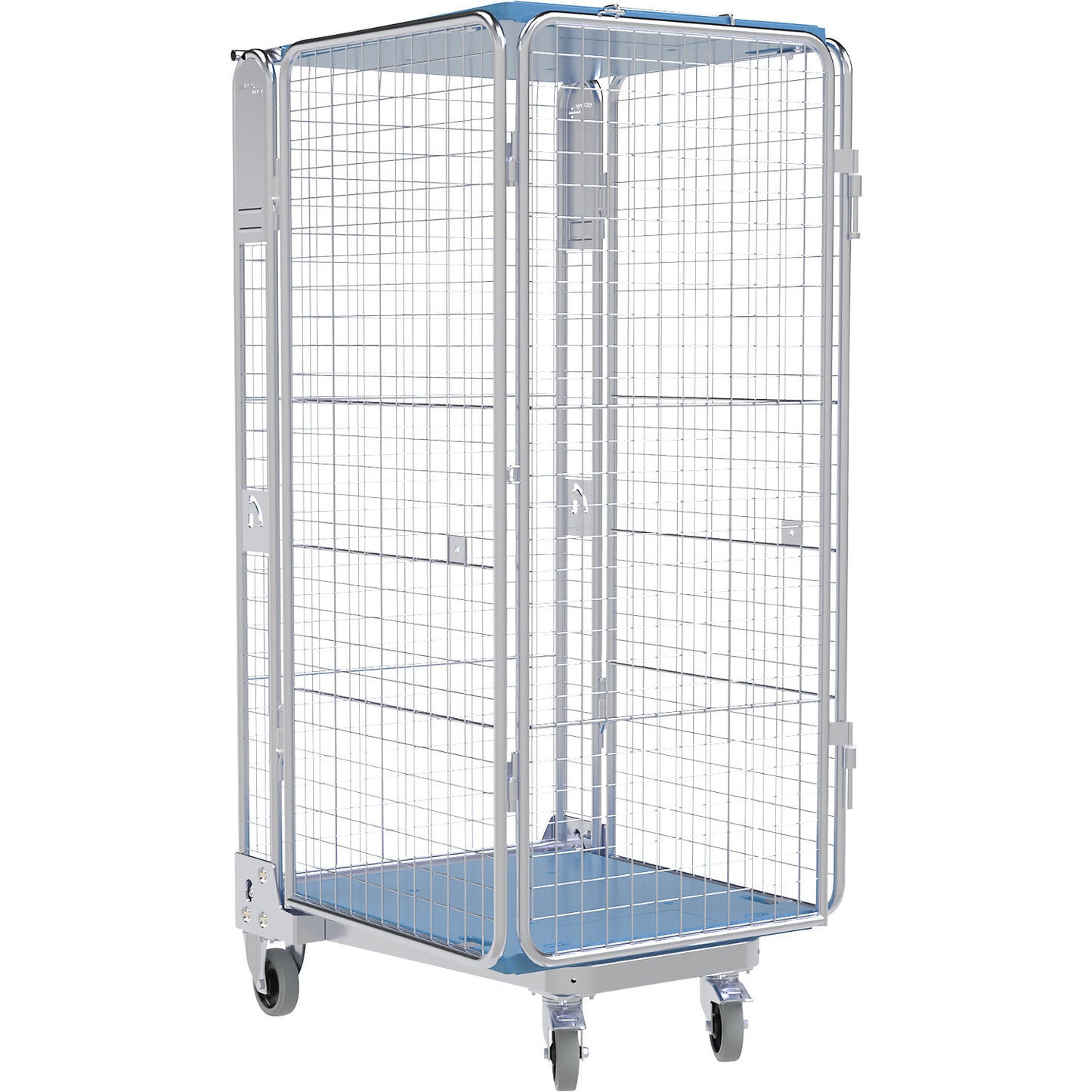 Roll container, 5-sided, steel/plastic, H 1745 mm, 1 shelf.