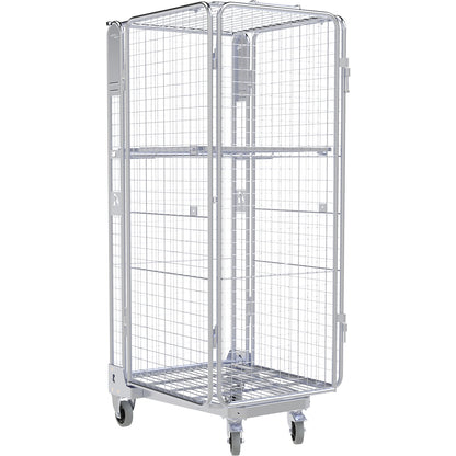 Roll container, 5-sided, steel dolly, H 1895 mm, 1 top shelf.