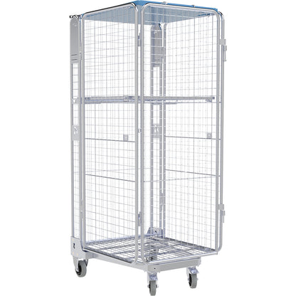 Roll container, 5-sided, steel/plastic, H 1895 mm, 1 top shelf.