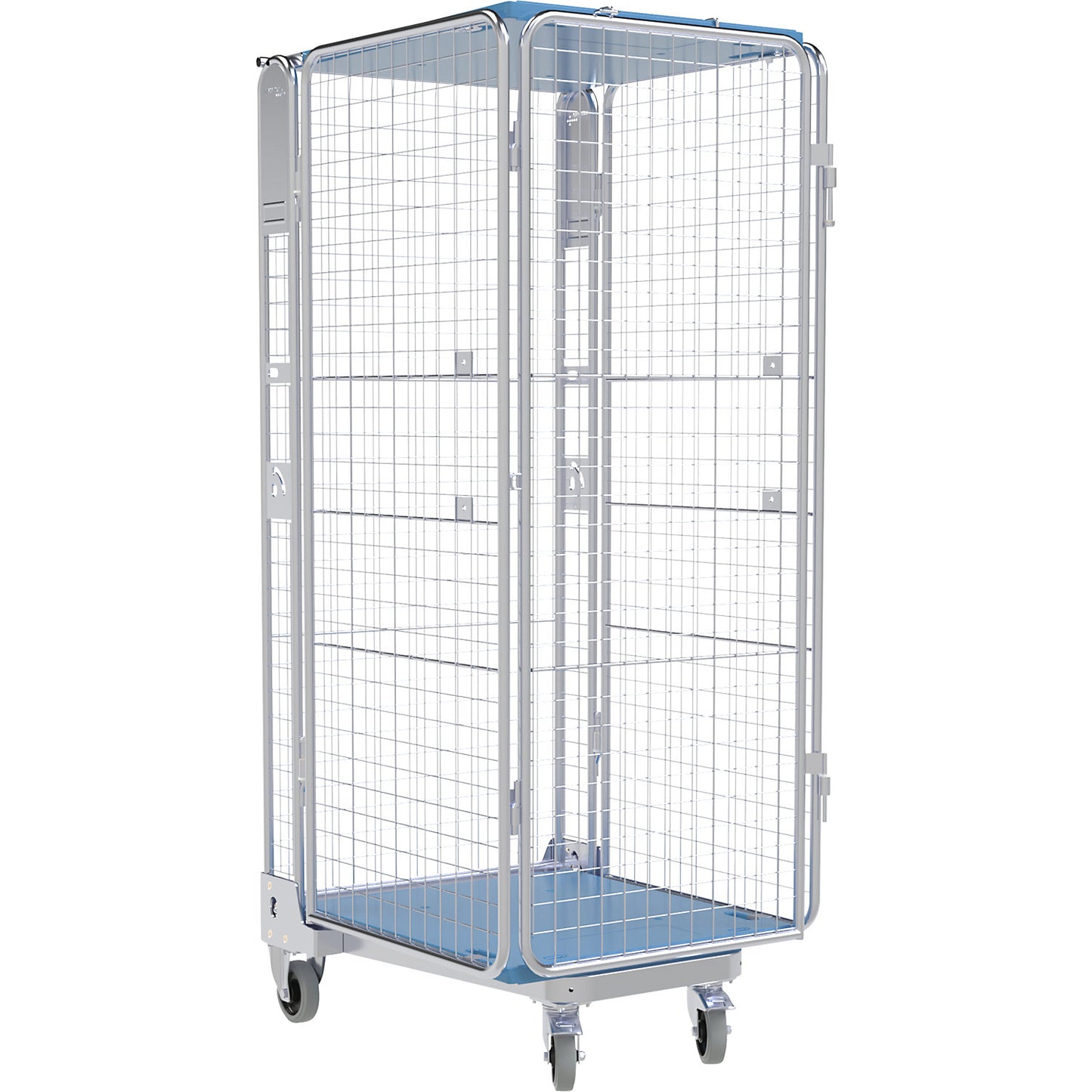 Roll container, 5-sided, plastic dolly, H 1895 mm.