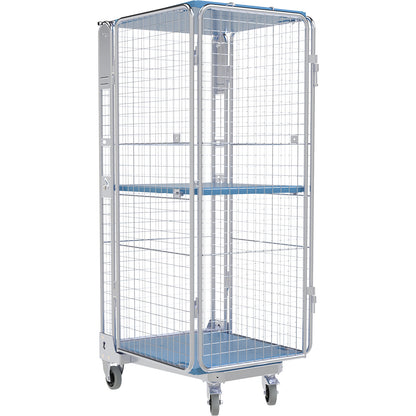 Roll container, 5-sided, plastic dolly, H 1895 mm, 1 shelf.