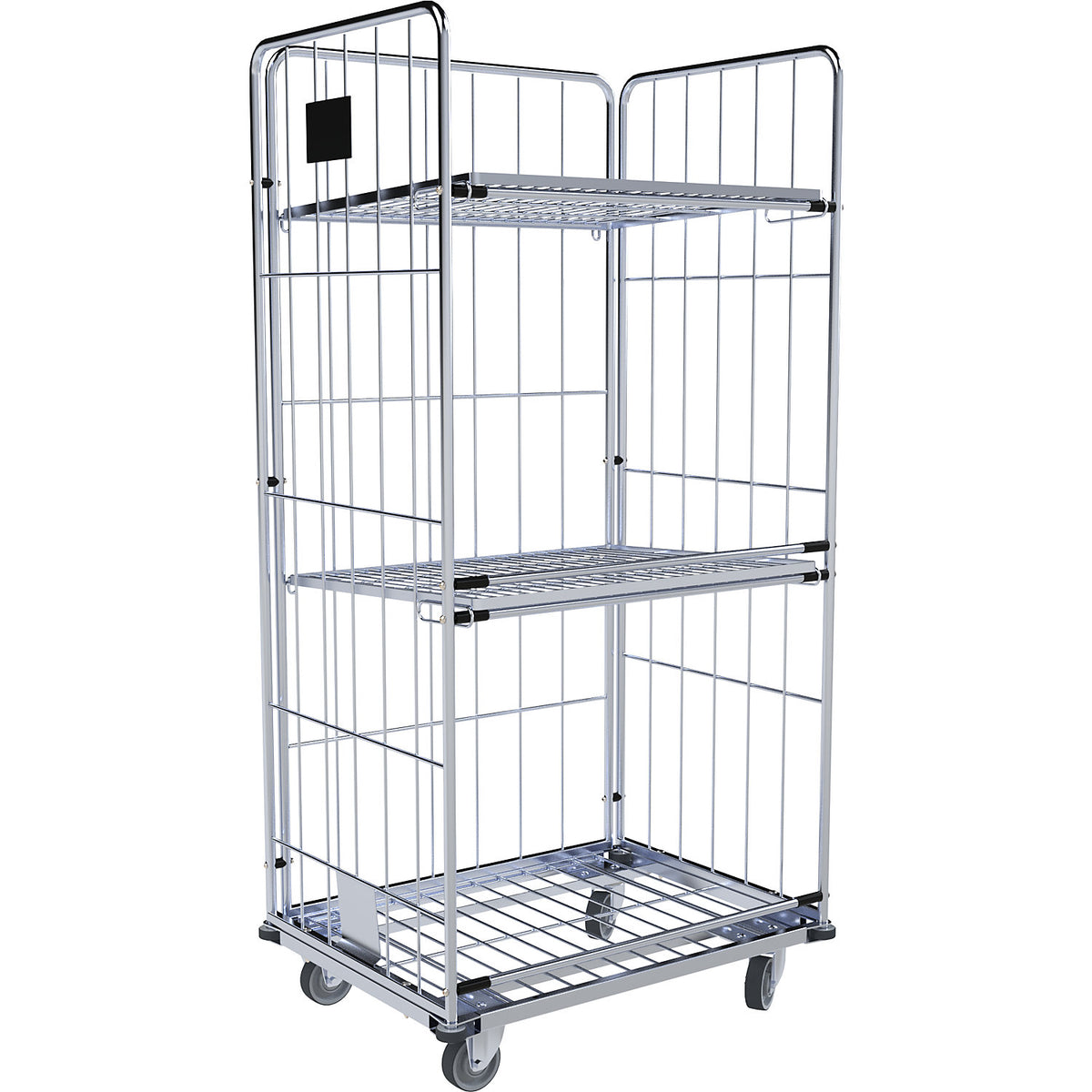 Laundry trolley, 3-sided, HxWxD 1750 x 630 x 850 mm, 4 bumper wheels.