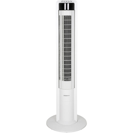 Eco Tower pedestal fan, 12 speed settings, white.