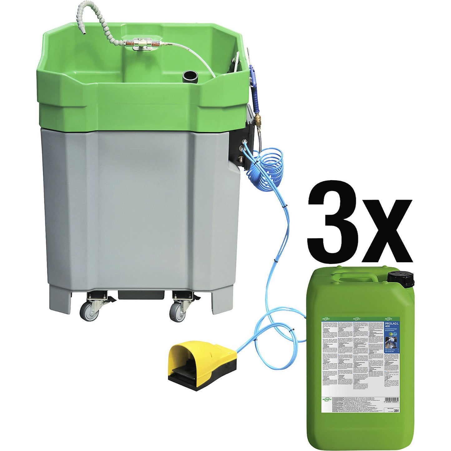 Parts washer PROLAQ Compact set, with 3 x 20 l PROLAQ L 400, for painting tools.