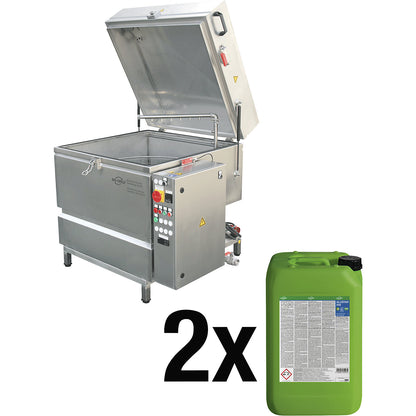 Parts washing machine HTW 800 set, with 2 x 20 l Alustar 500, made of stainless steel.