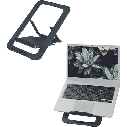 Aluminium laptop stand Leitz Ergo, height 172 - 200 mm, grey.