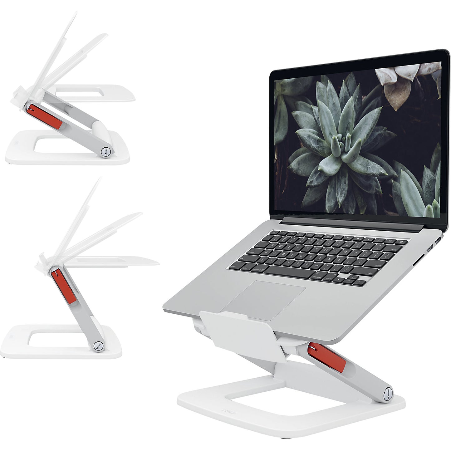 Multi-angle laptop stand Leitz Ergo, HxWxD 45 x 258 x 253 mm, white.