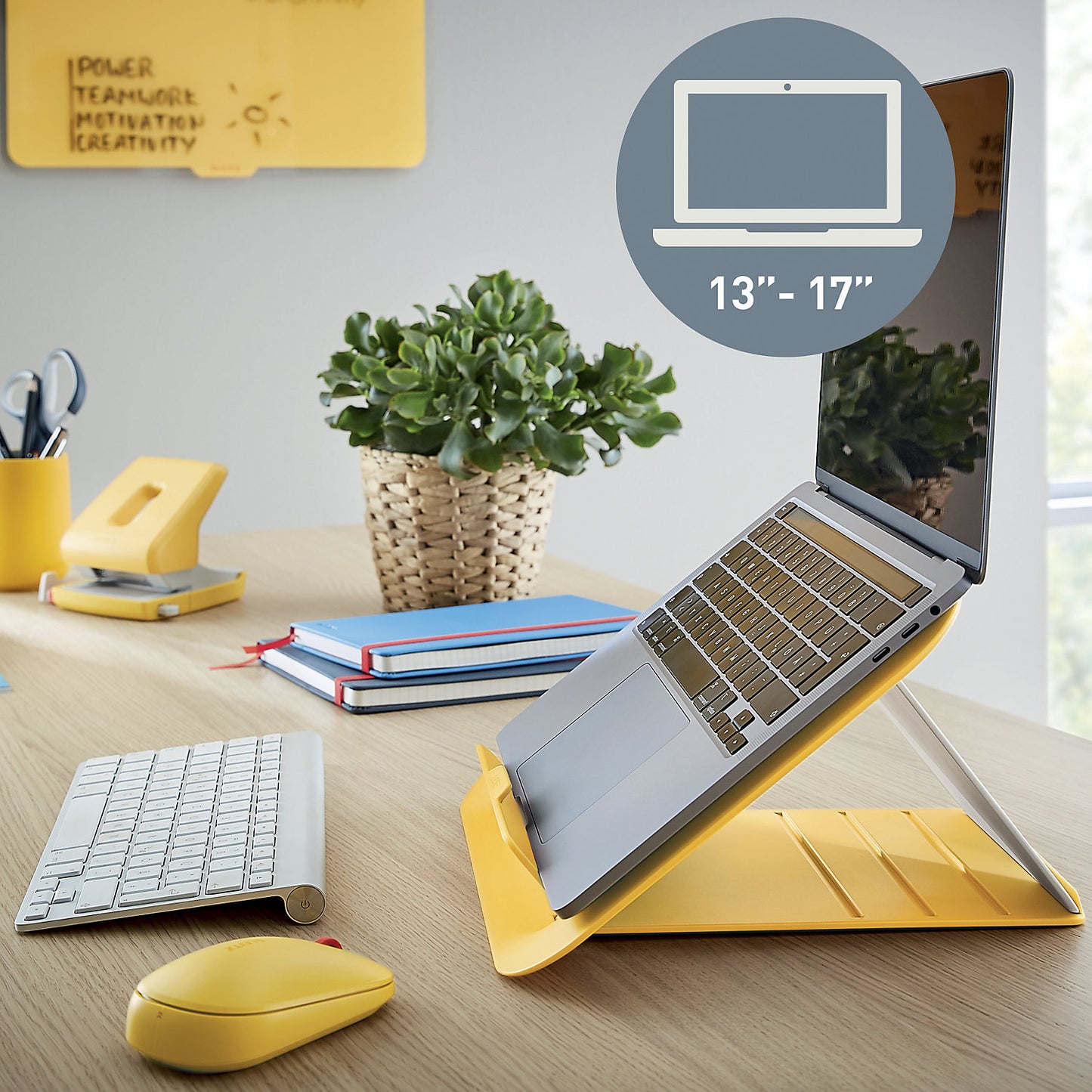 Laptop stand Leitz Ergo, height 162 - 176 mm, yellow.