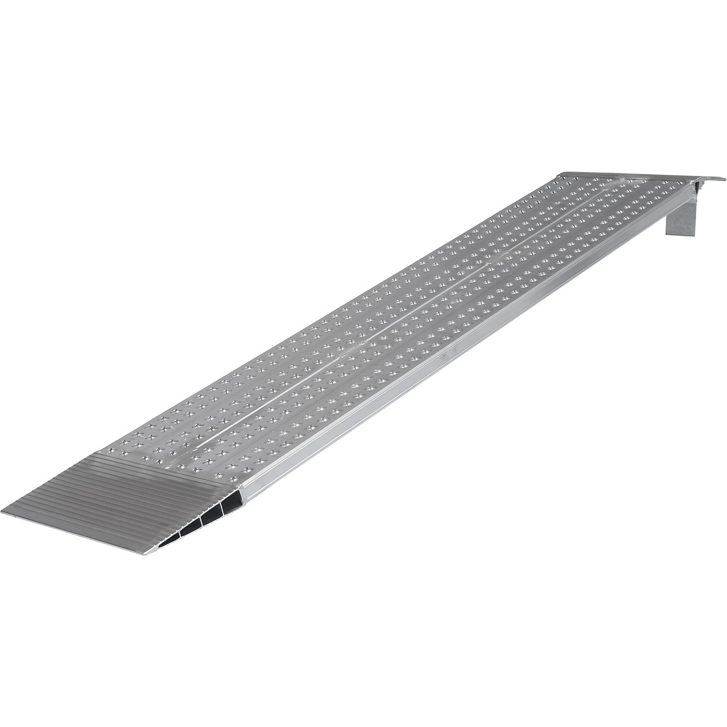 Aluminium loading ramp, perforated walking surface, max. load 835 kg, ramp width 400 mm.
