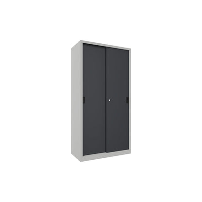 Sliding door cabinet, height 1950 mm, solid sheet metal doors, WxD 1000 x 500 mm, with 4 shelves, anthracite door.