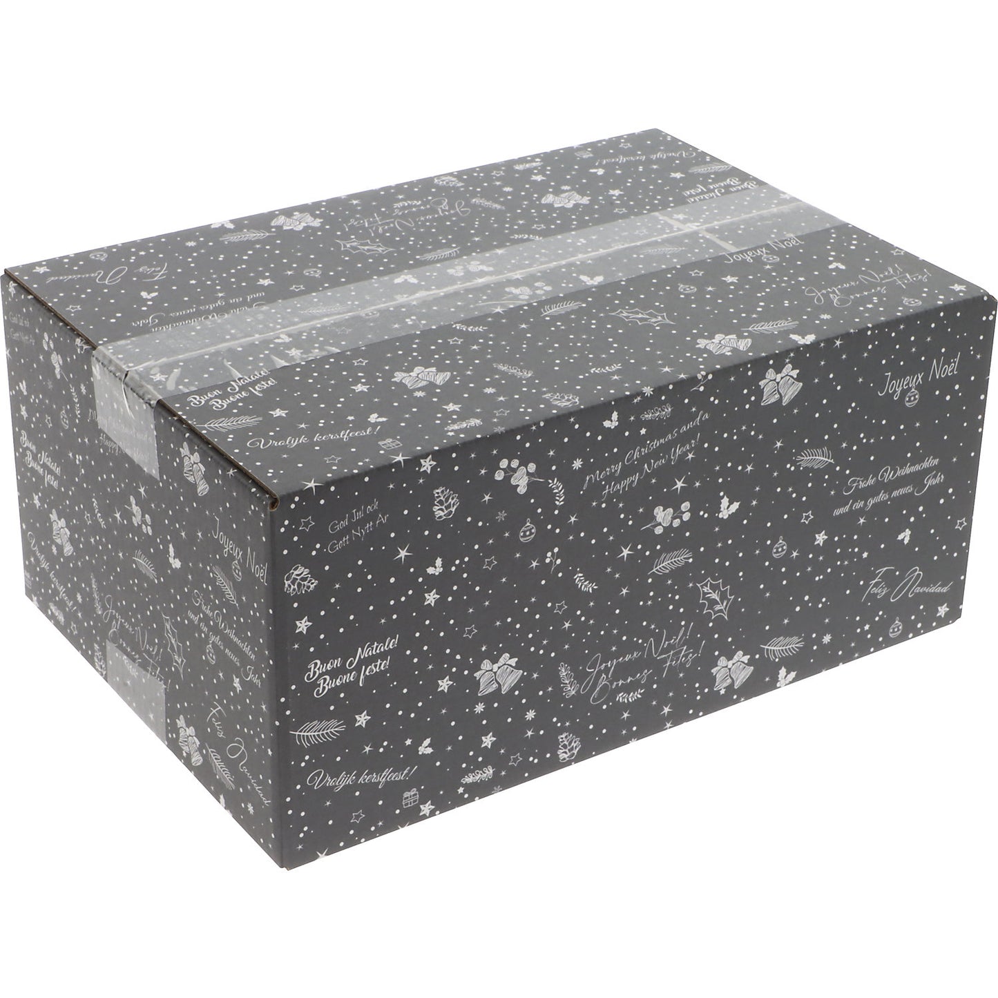 Christmas All Over dispatch box, pack of 20, internal dimensions 350 x 315 x 170 mm, charcoal.
