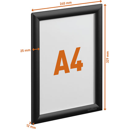 Snap frame aluminium, format A4, black.