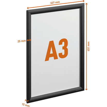 Snap frame aluminium, format A3, black.