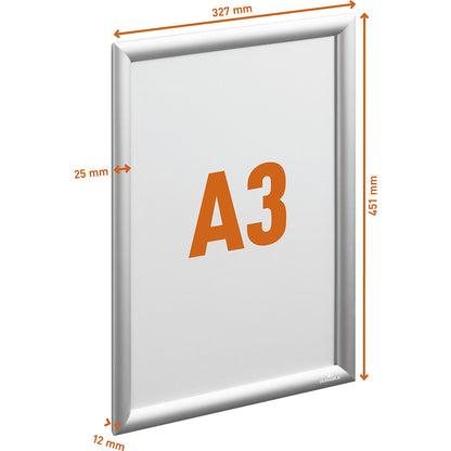 Snap frame aluminium, format A3, silver.