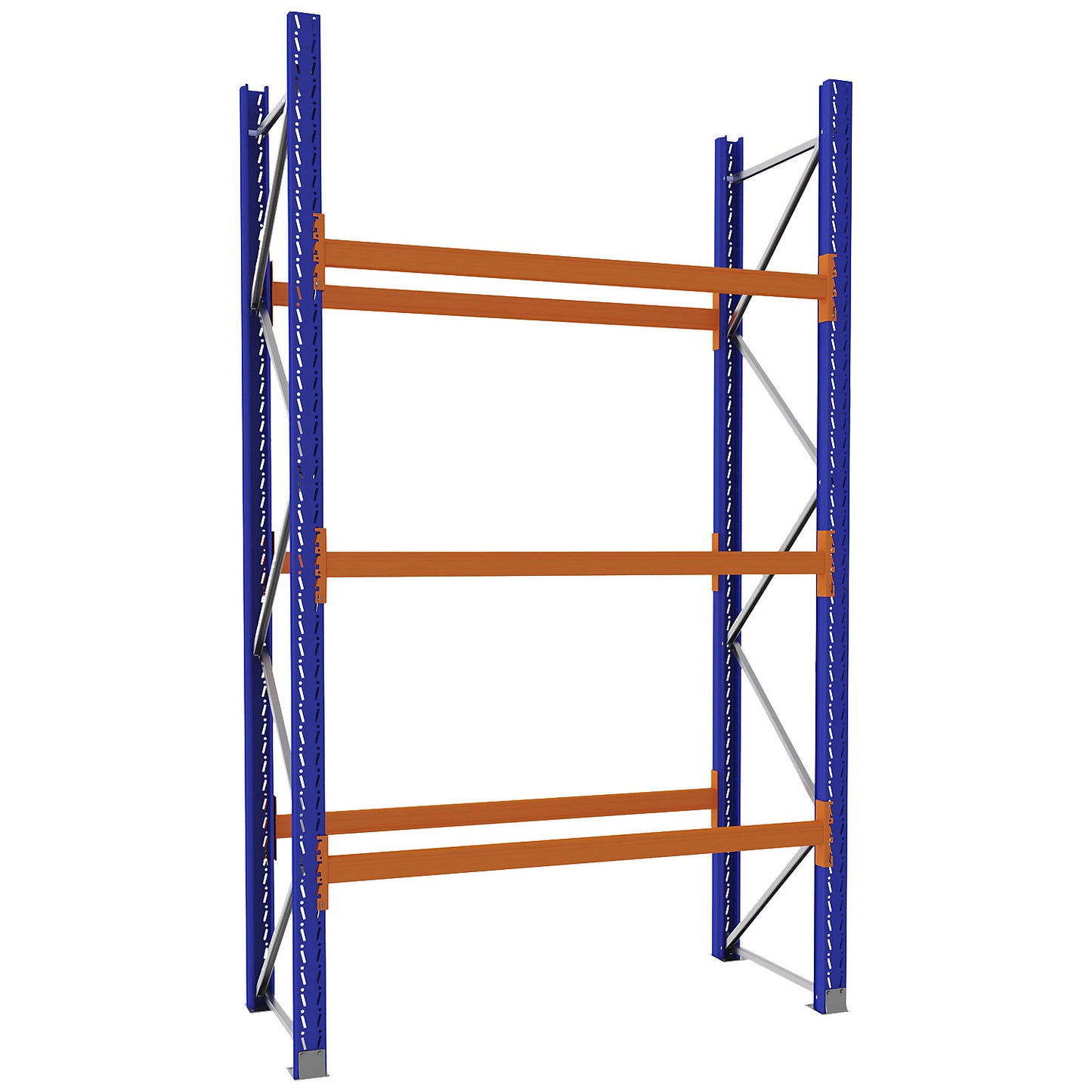 Pallet racking made of steel, blue/orange, HxWxD 3360 x 2025 x 900 mm, standard shelf unit.