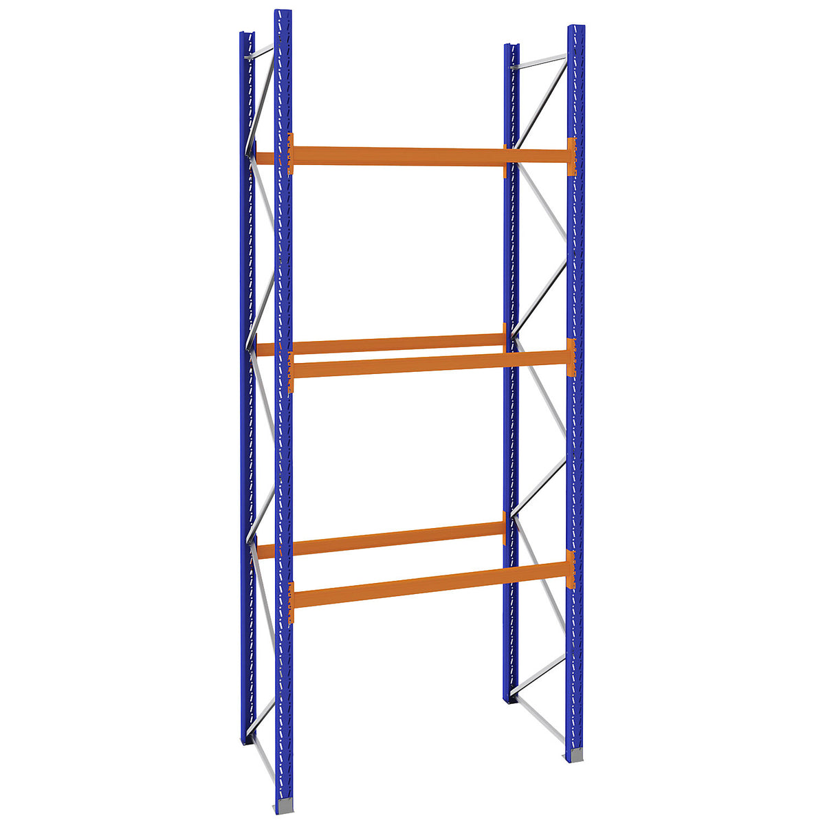 Pallet racking made of steel, blue/orange, HxWxD 4620 x 2025 x 1100 mm, standard shelf unit.