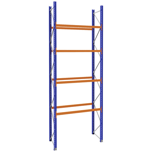 Pallet racking made of steel, blue/orange, HxWxD 5250 x 2025 x 900 mm, standard shelf unit.
