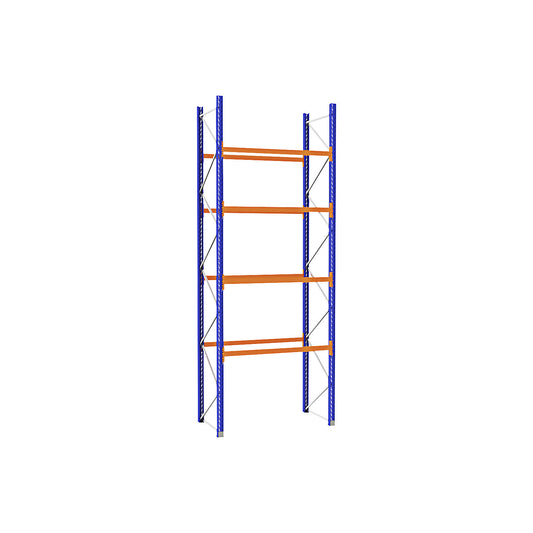 Pallet racking made of steel, blue/orange, HxWxD 5250 x 2025 x 1100 mm, standard shelf unit.