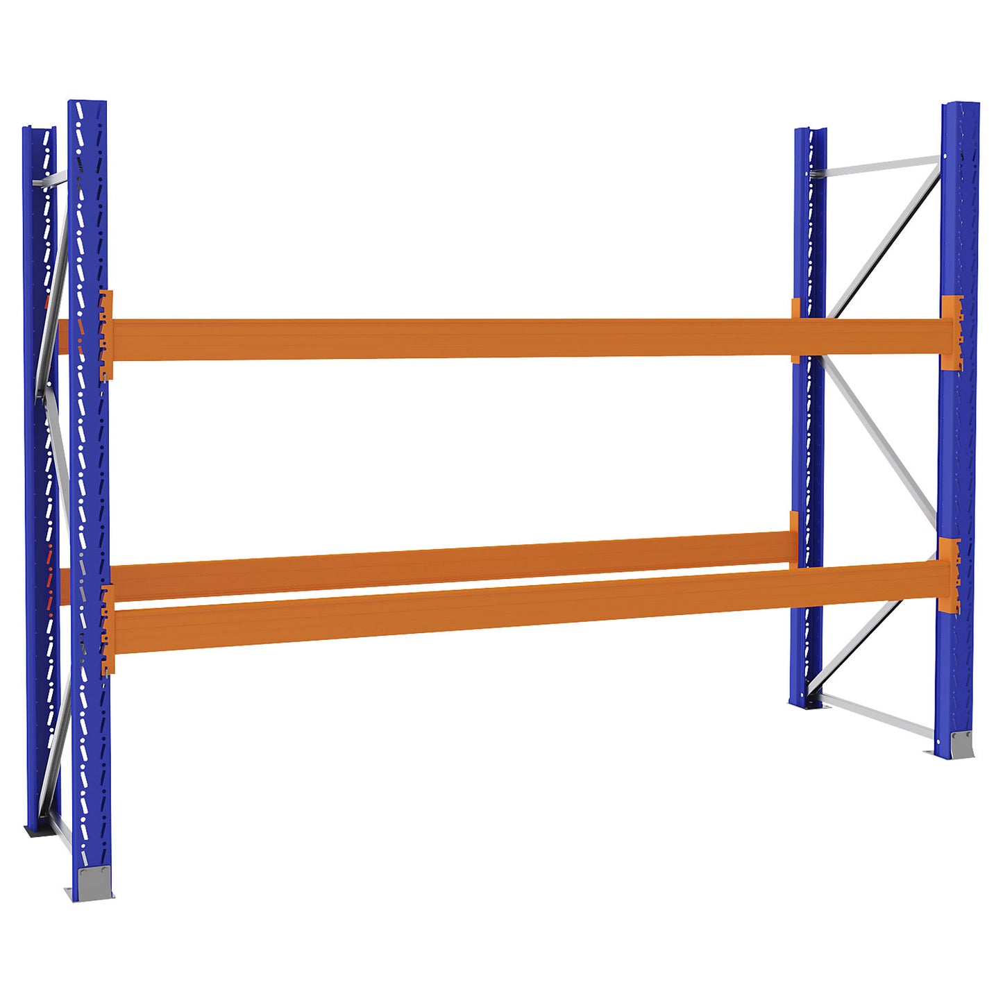 Pallet racking made of steel, blue/orange, HxWxD 2100 x 2900 x 900 mm, standard shelf unit.