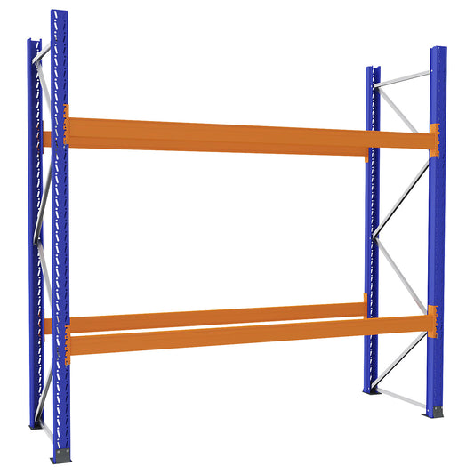 Pallet racking made of steel, blue/orange, HxWxD 2730 x 2900 x 900 mm, standard shelf unit.