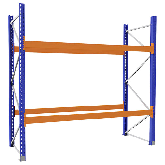 Pallet racking made of steel, blue/orange, HxWxD 2730 x 2900 x 1100 mm, standard shelf unit.