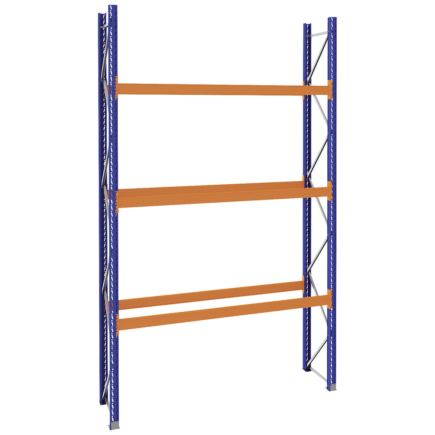 Pallet racking made of steel, blue/orange, HxWxD 4620 x 2900 x 750 mm, standard shelf unit.