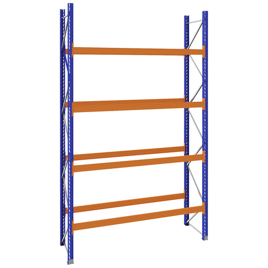 Pallet racking made of steel, blue/orange, HxWxD 4620 x 2900 x 900 mm, standard shelf unit.