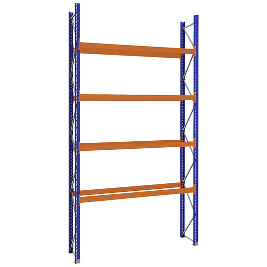 Pallet racking made of steel, blue/orange, HxWxD 5250 x 2900 x 750 mm, standard shelf unit.
