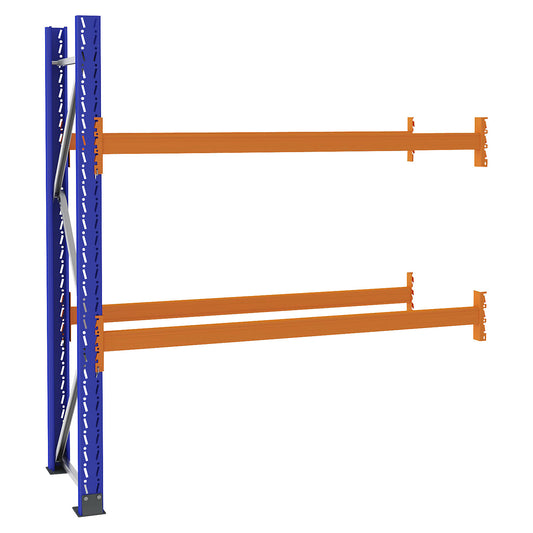 Pallet racking made of steel, blue/orange, HxWxD 2100 x 1925 x 750 mm, extension shelf unit.