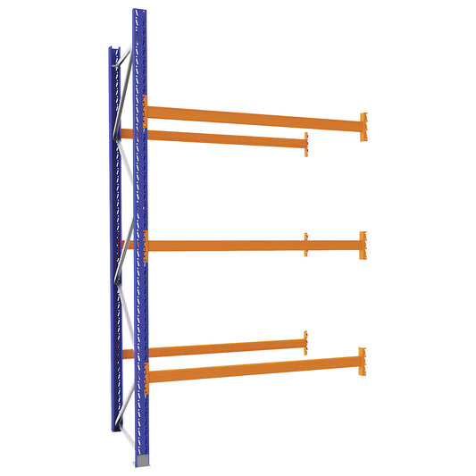 Pallet racking made of steel, blue/orange, HxWxD 3360 x 1925 x 1100 mm, extension shelf unit.