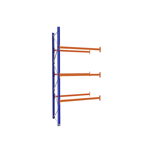 Pallet racking made of steel, blue/orange, HxWxD 3990 x 1925 x 1100 mm, extension shelf unit.