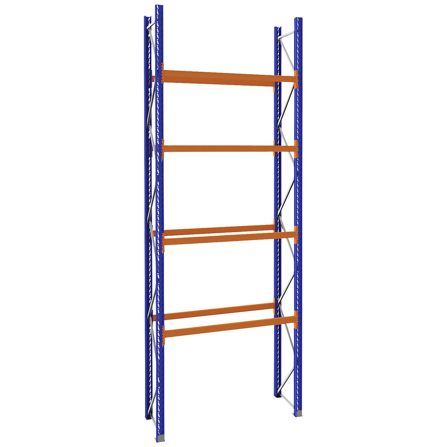 Pallet racking made of steel, blue/orange, HxWxD 5250 x 1925 x 750 mm, extension shelf unit.