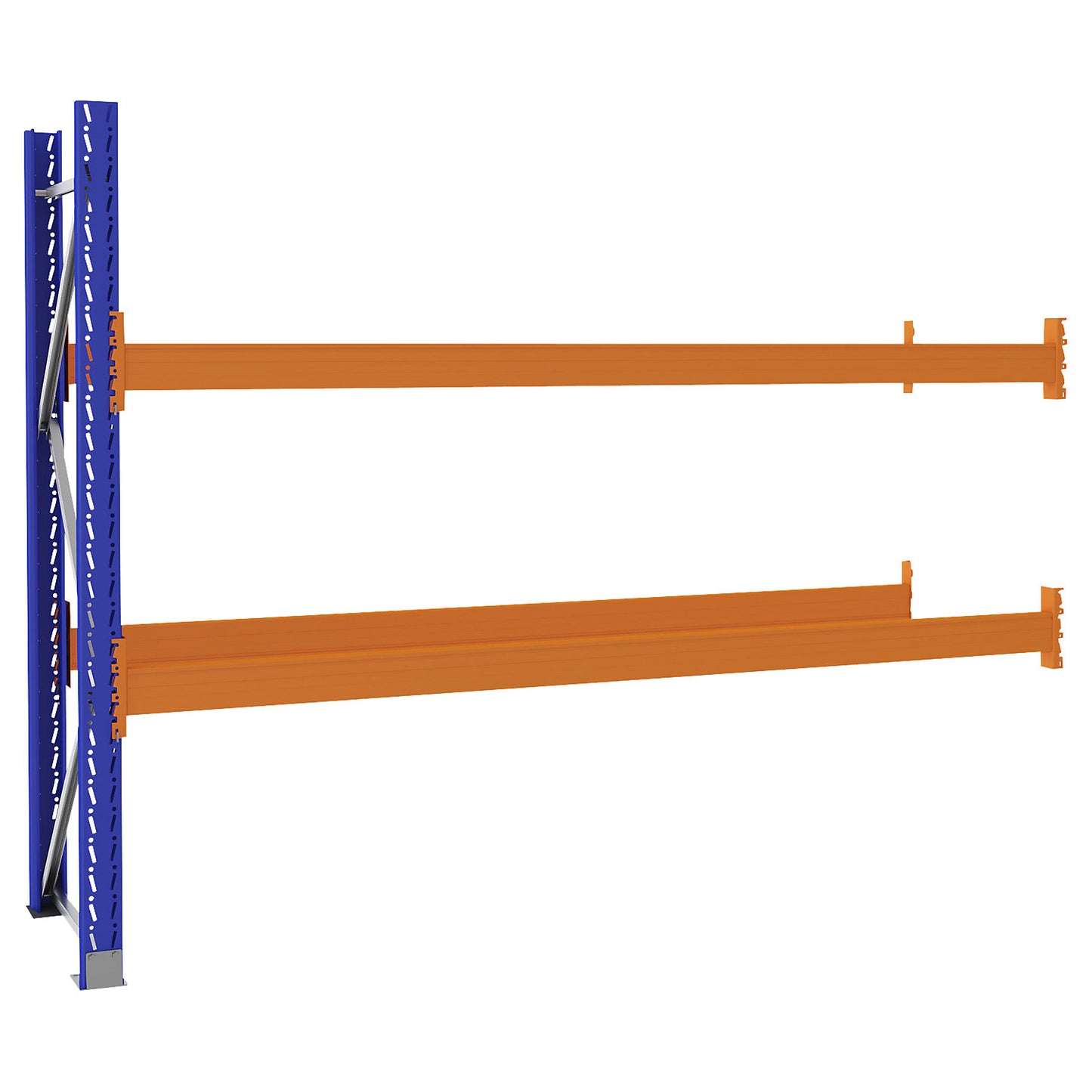 Pallet racking made of steel, blue/orange, HxWxD 2100 x 2800 x 750 mm, extension shelf unit.