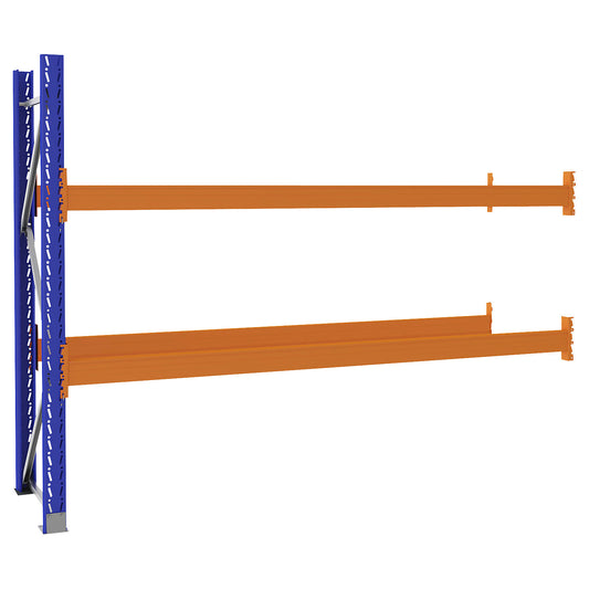 Pallet racking made of steel, blue/orange, HxWxD 2100 x 2800 x 750 mm, extension shelf unit.