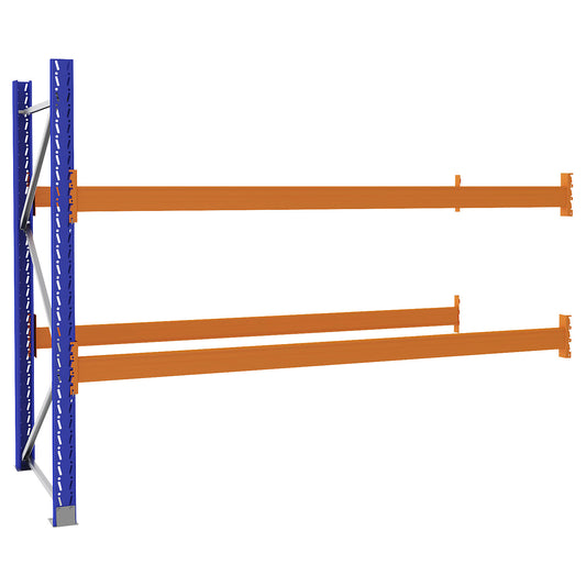 Pallet racking made of steel, blue/orange, HxWxD 2100 x 2800 x 1100 mm, extension shelf unit.