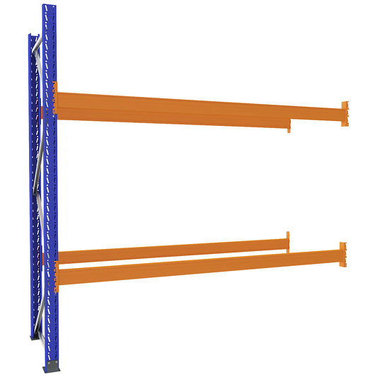 Pallet racking made of steel, blue/orange, HxWxD 2730 x 2800 x 900 mm, extension shelf unit.