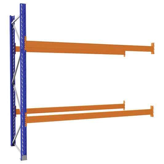 Pallet racking made of steel, blue/orange, HxWxD 2730 x 2800 x 1100 mm, extension shelf unit.