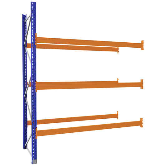 Pallet racking made of steel, blue/orange, HxWxD 3360 x 2800 x 1100 mm, extension shelf unit.