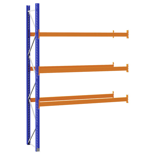 Pallet racking made of steel, blue/orange, HxWxD 3990 x 2800 x 900 mm, extension shelf unit.