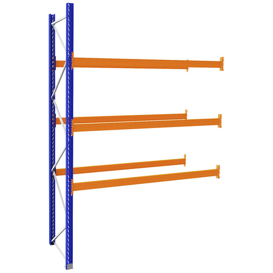 Pallet racking made of steel, blue/orange, HxWxD 3990 x 2800 x 1100 mm, extension shelf unit.