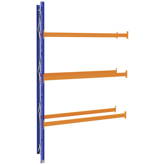 Pallet racking made of steel, blue/orange, HxWxD 4620 x 2800 x 750 mm, extension shelf unit.