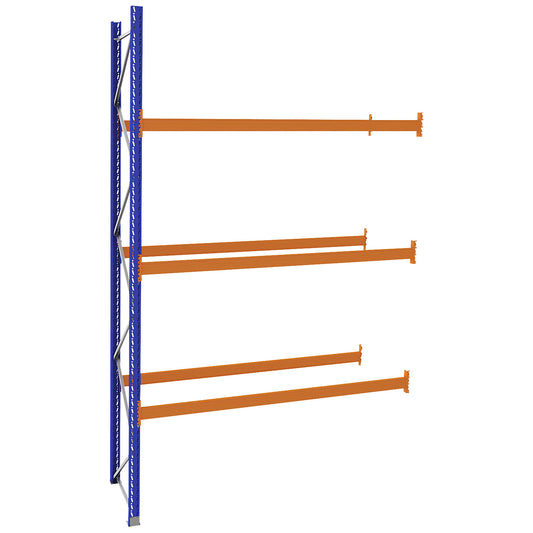 Pallet racking made of steel, blue/orange, HxWxD 4620 x 2800 x 1100 mm, extension shelf unit.