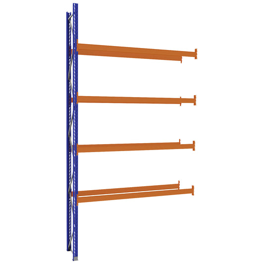 Pallet racking made of steel, blue/orange, HxWxD 5250 x 2800 x 750 mm, extension shelf unit.