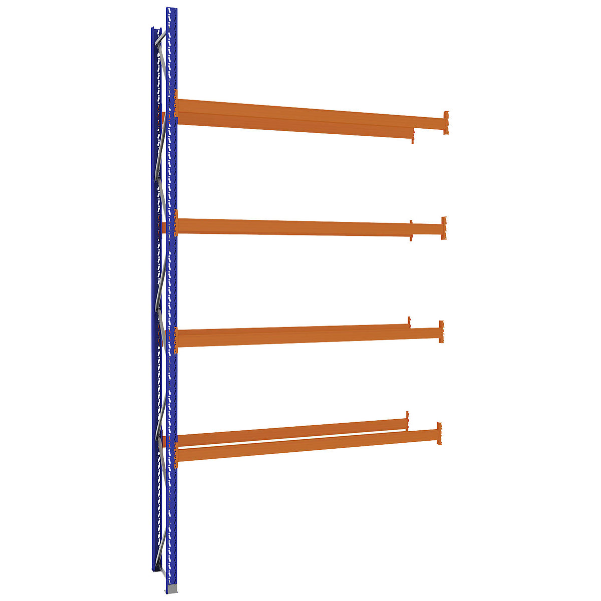 Pallet racking made of steel, blue/orange, HxWxD 5250 x 2800 x 750 mm, extension shelf unit.