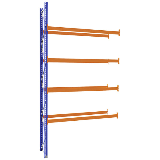 Pallet racking made of steel, blue/orange, HxWxD 5250 x 2800 x 900 mm, extension shelf unit.